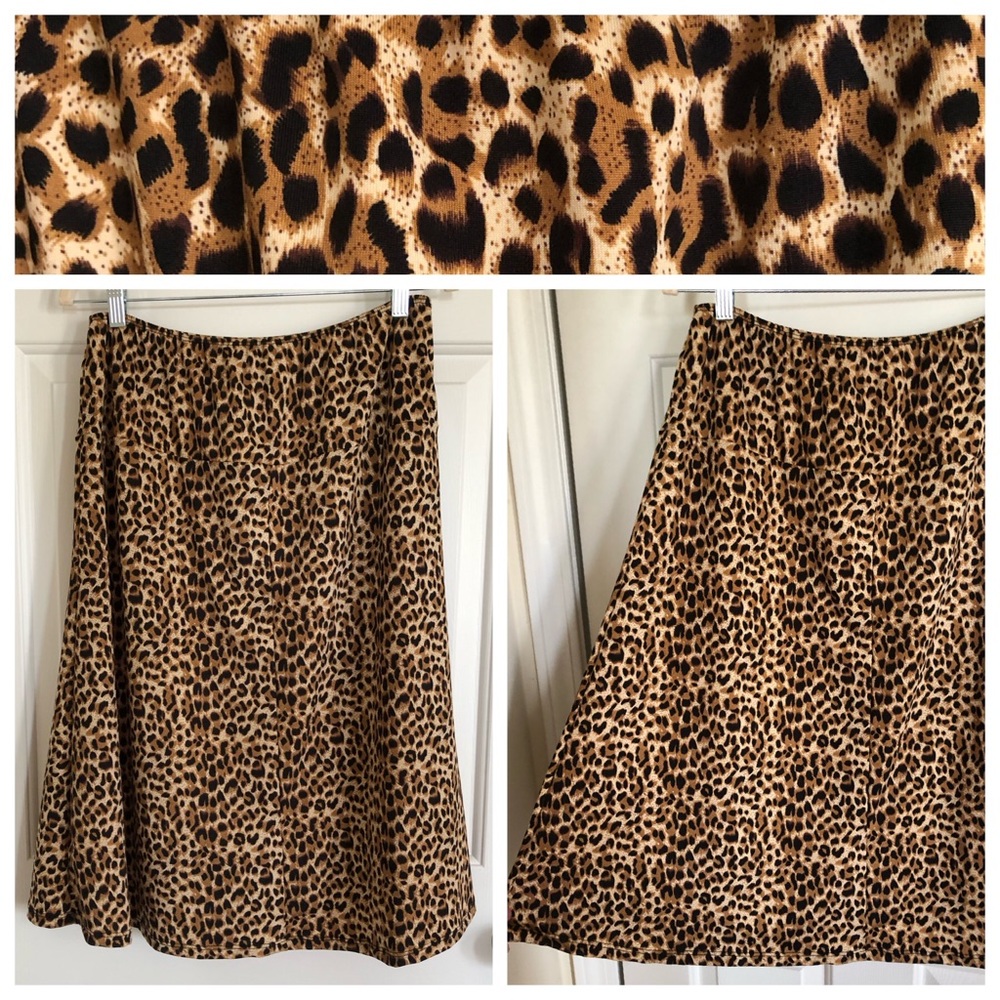 Leopard Print A-Line Skirt in Tan and Black